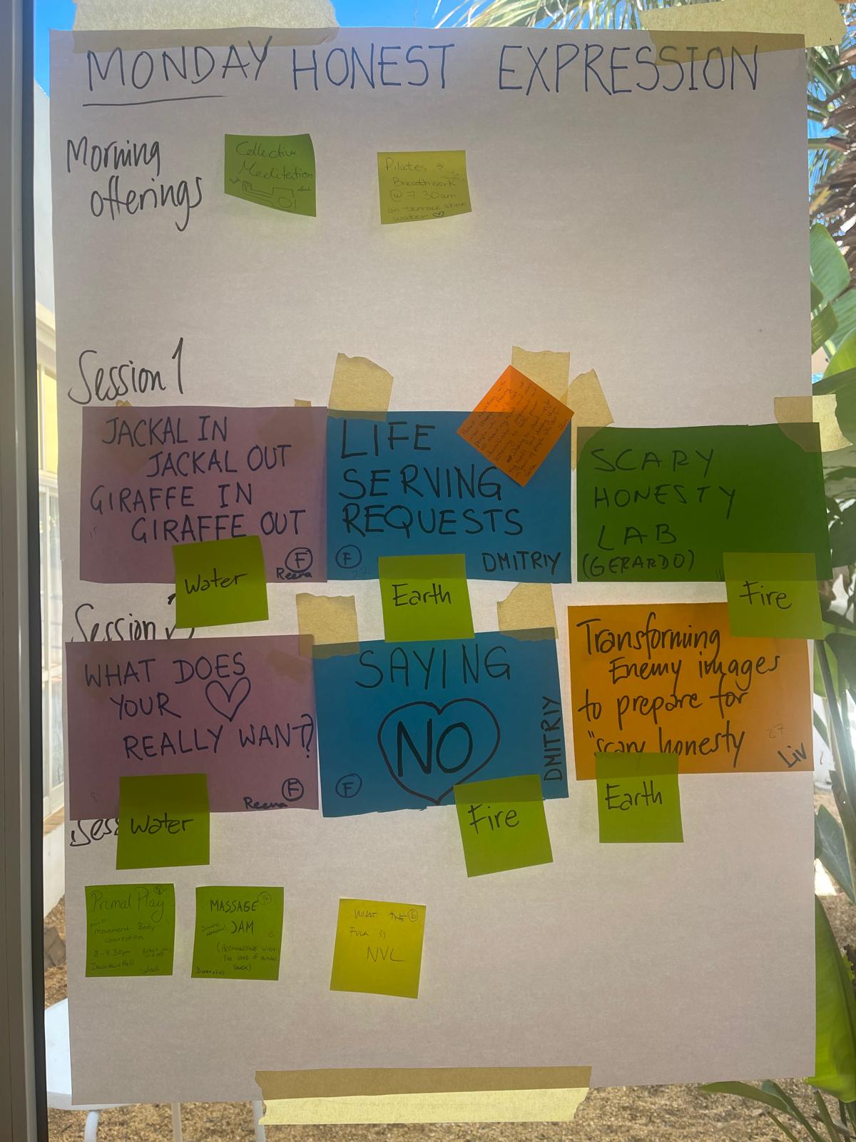 A hand-written schedule board for a day of sessions, image 12 of 13